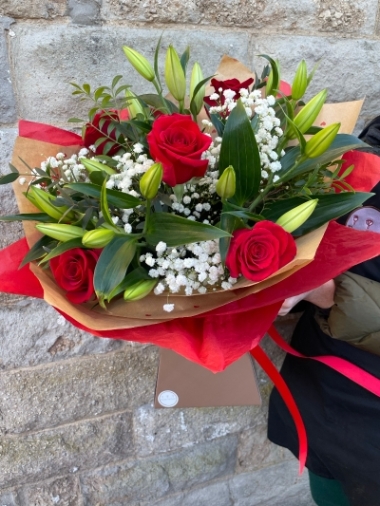 Red Rose and Lily Bouquet